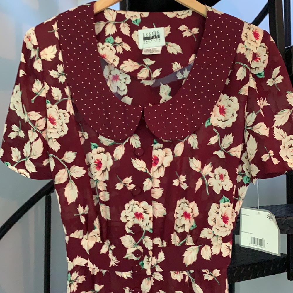 Vintage Leslie Fay button down dress size4 petite